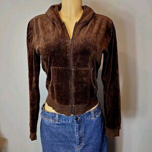 Vintage Y2K Charlotte Russe Velour Track Suit Jacket Chocolate‎ Brown Size Small